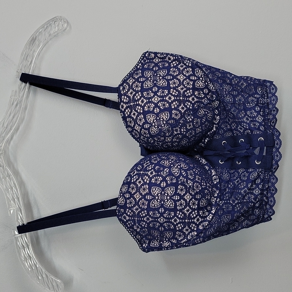 Victoria's Secret navy blue lace Corset Bra